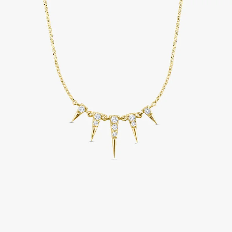 14K Gold Diamond Spike Necklace