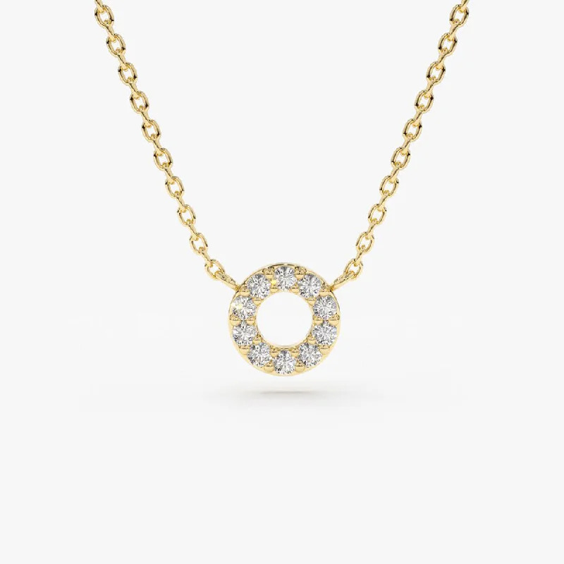 14K Gold Mini Diamond Circle Necklace