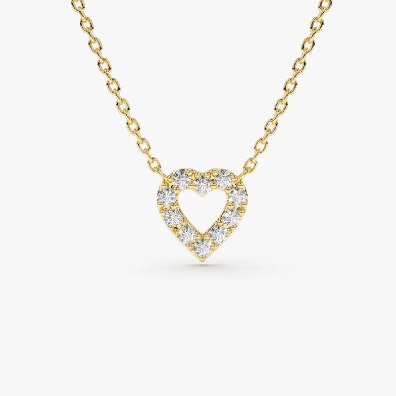 14K Gold Tiny Diamond Heart Necklace