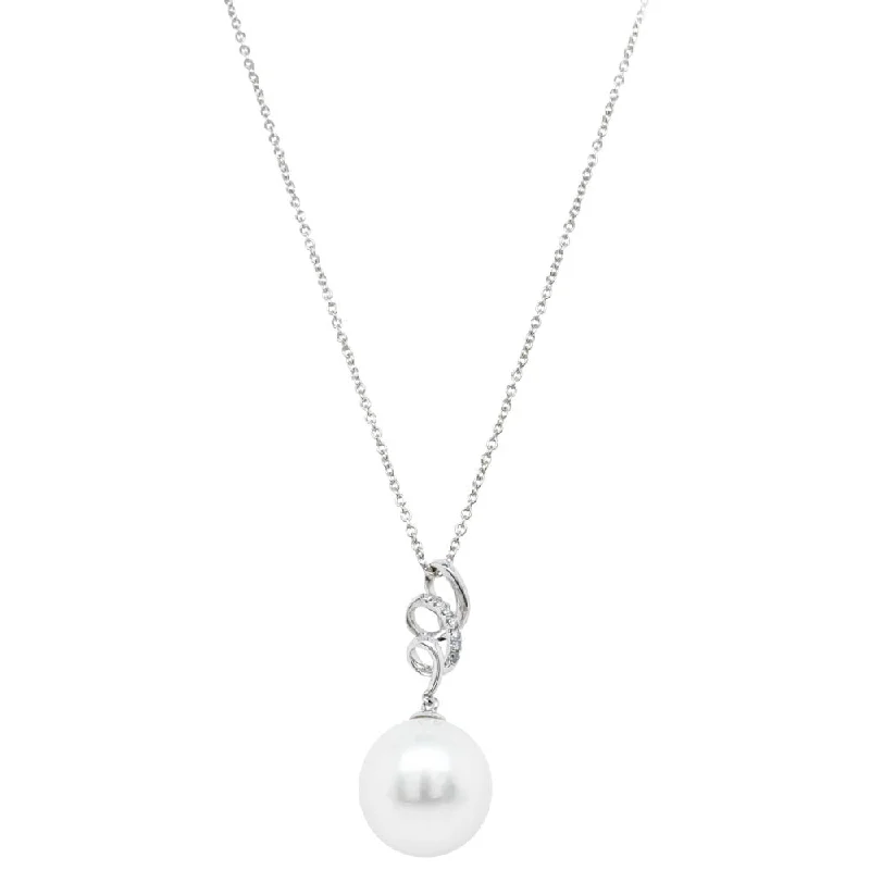 18ct White Gold 13mm South Sea Pearl & Diamond Pendant