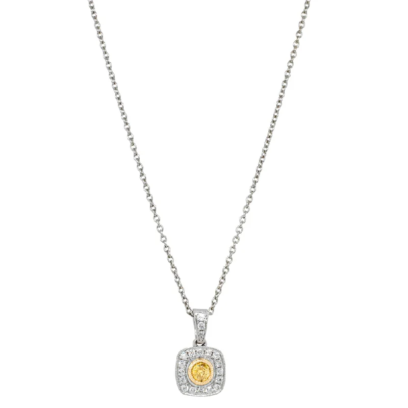 18ct White Gold .16ct Yellow Diamond Pendant