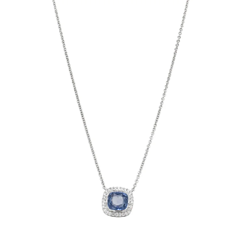 18ct White Gold 2.19ct Sapphire & Diamond Isla Pendant