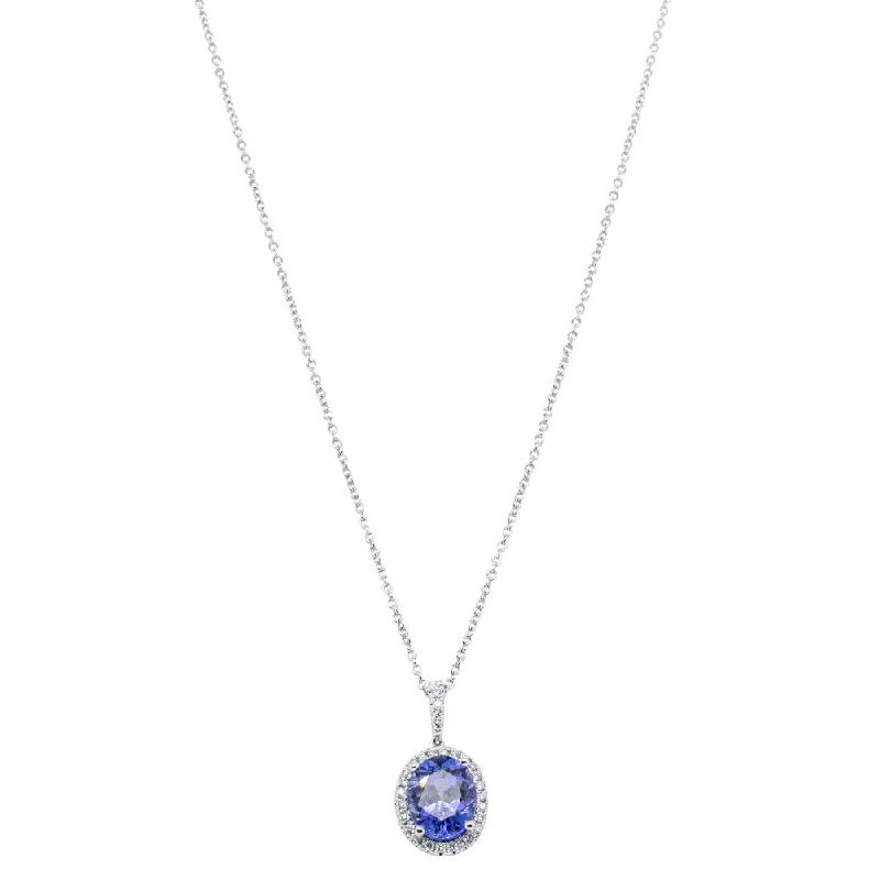 18ct White Gold 2.27ct Tanzanite & Diamond Sierra Pendant