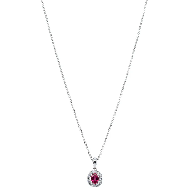 18ct White Gold .34ct Ruby & Diamond Pendant