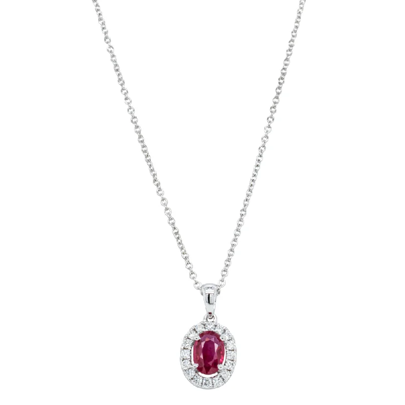 18ct White Gold .81ct Ruby & Diamond Pendant