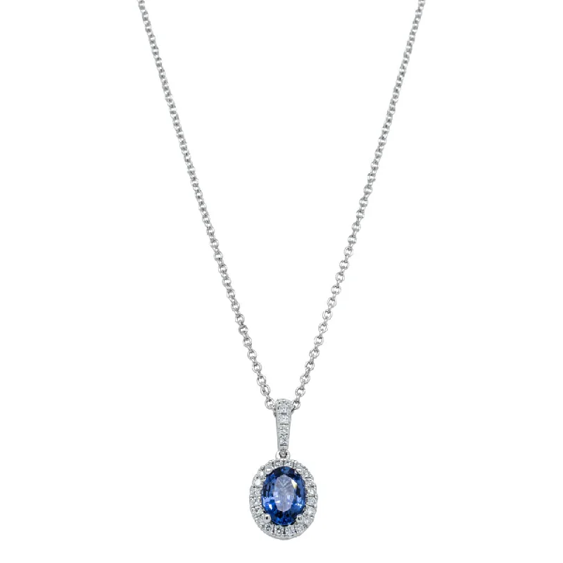 18ct White Gold .82ct Sapphire & Diamond Mini Sierra Pendant