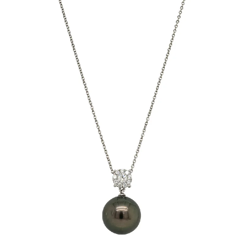 18ct White Gold Tahitian Pearl & Diamond Galaxy Necklace