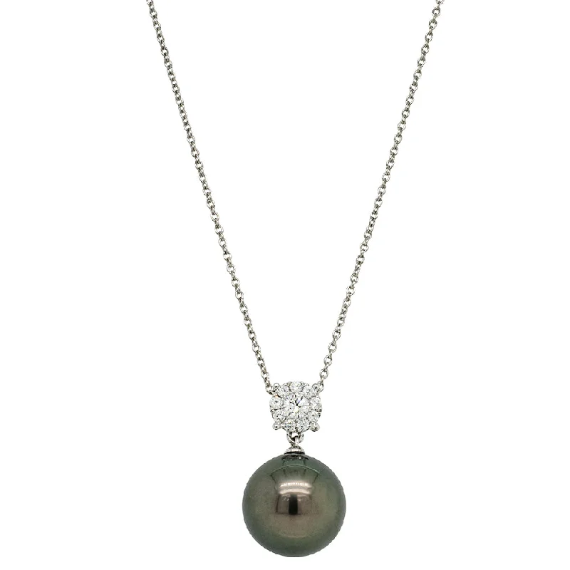 18ct White Gold Tahitian Pearl & Diamond Galaxy Pendant