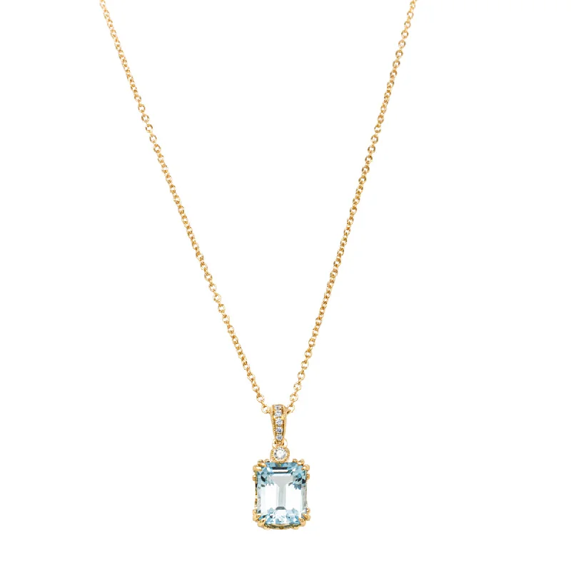 18ct Yellow Gold 2.44ct Aquamarine & Diamond Romanov Pendant