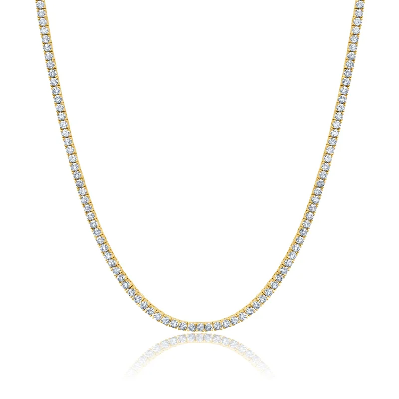 2mm Round Cut Tennis Necklace in Gold