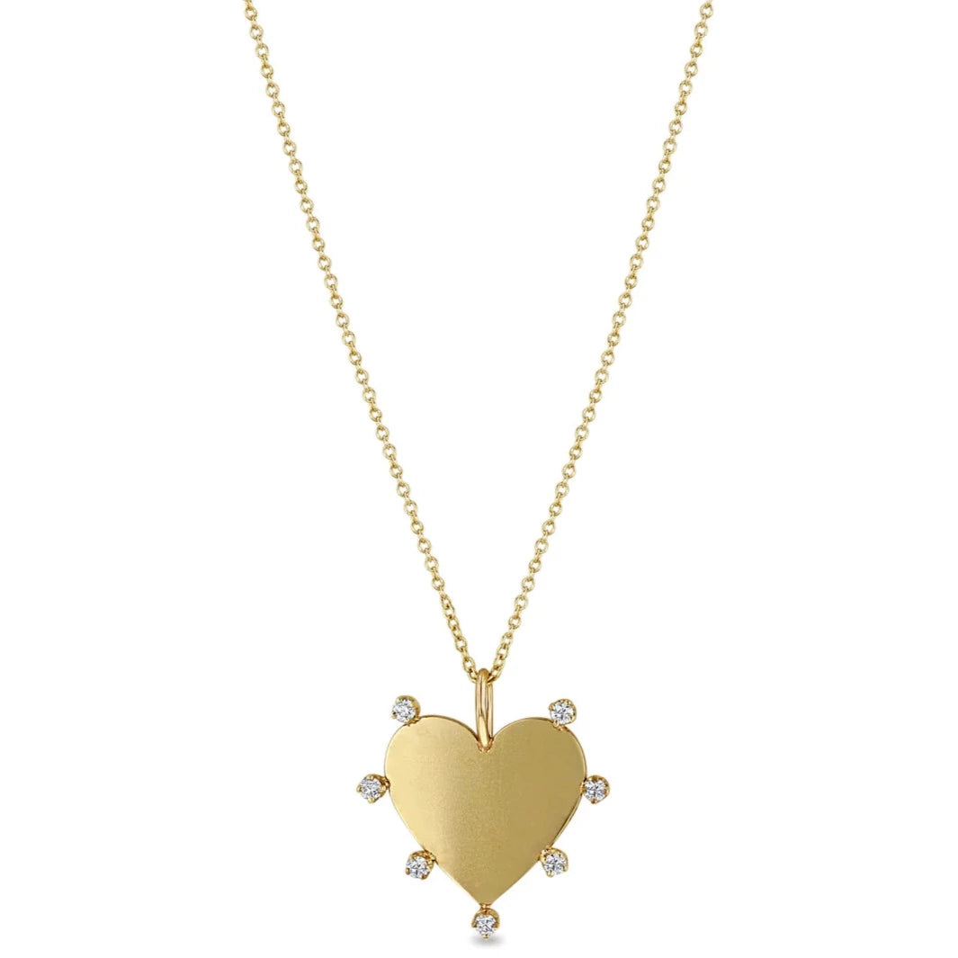 7 Prong Diamond Heart Pendant Necklace