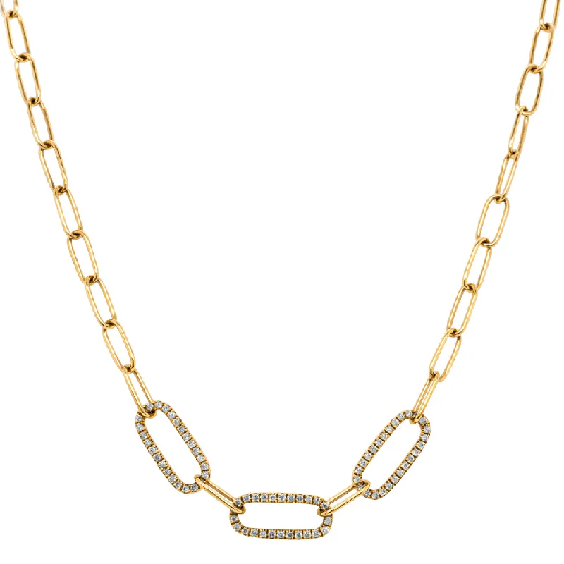 9ct Yellow Gold .21ct Diamond Paperclip Link Necklace