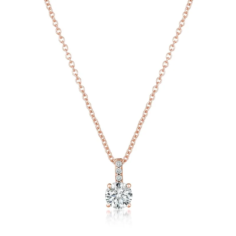 Accented Brilliant Pendant Finished in 18kt Rose Gold