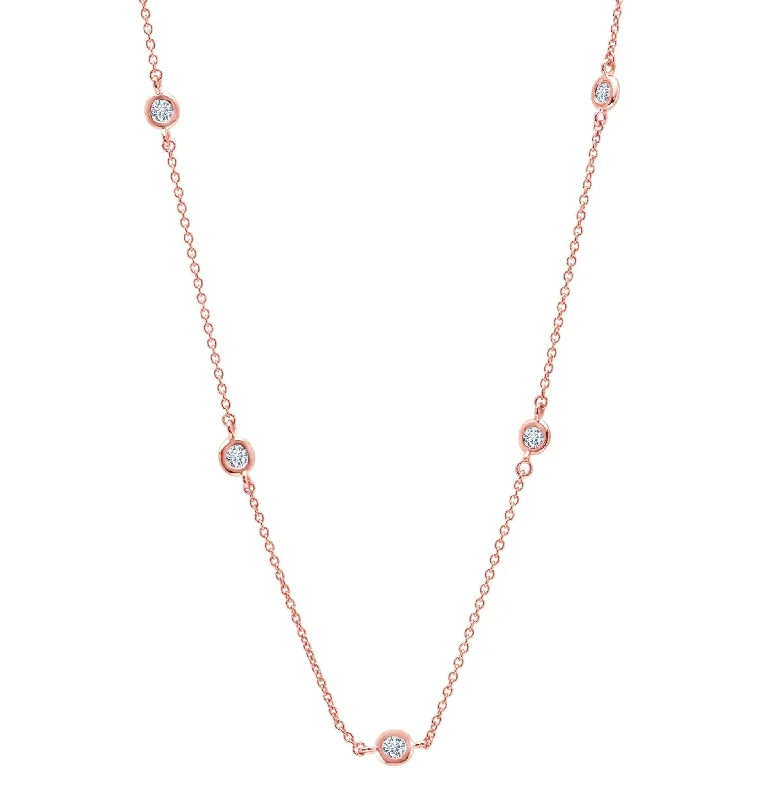 Bezel 16" Necklace Finished in 18kt Rose Gold - 2mm