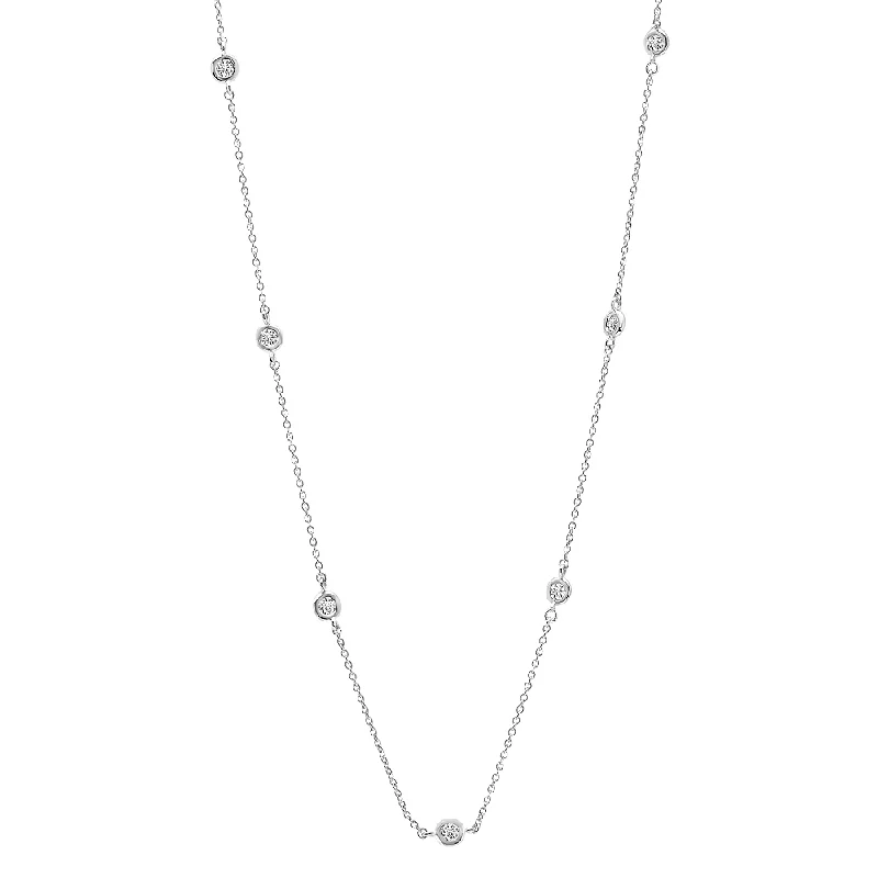 Bezel 16" Necklace Finished in Pure Platinum -2mm