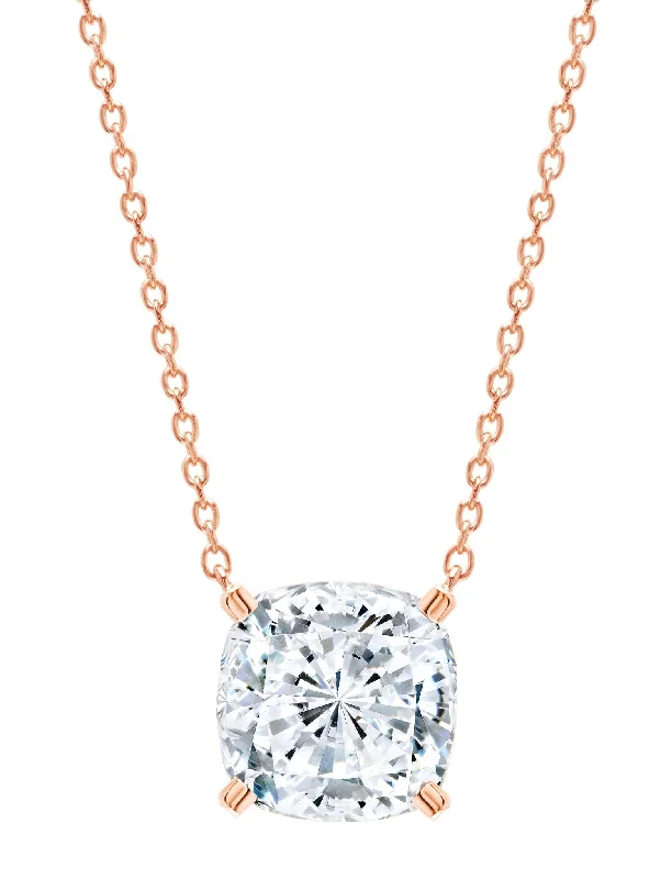 Bliss Cushion Cut Necklace Finished in 18kt Rose Gold