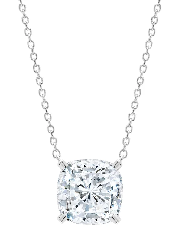 Cushion Cut Necklace in Platinum