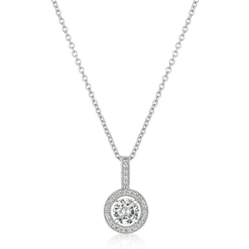 Brilliant Cut Halo Pendant in Platinum