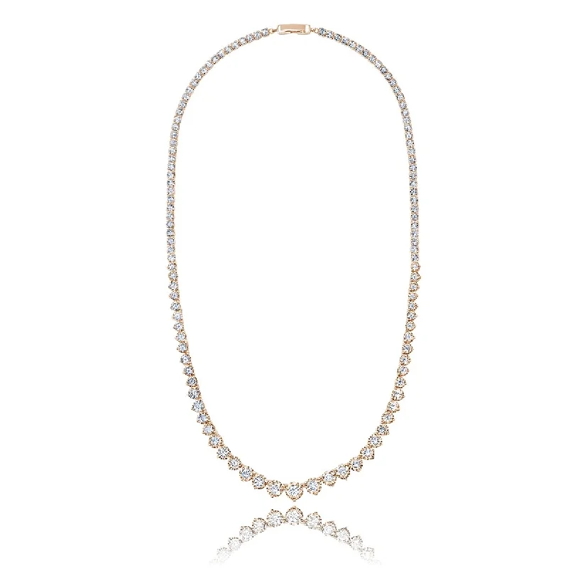 Classic Small Graduated Tennis Necklace Finished in 18kt Rose Gold