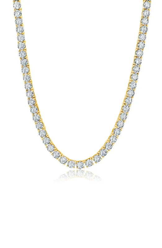 Classic Tennis Necklace Finished in 18kt Yellow Gold - 16"