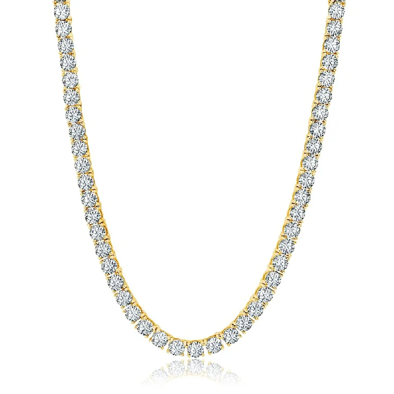 Classic Tennis Necklace Finished in 18kt Yellow Gold - 18"