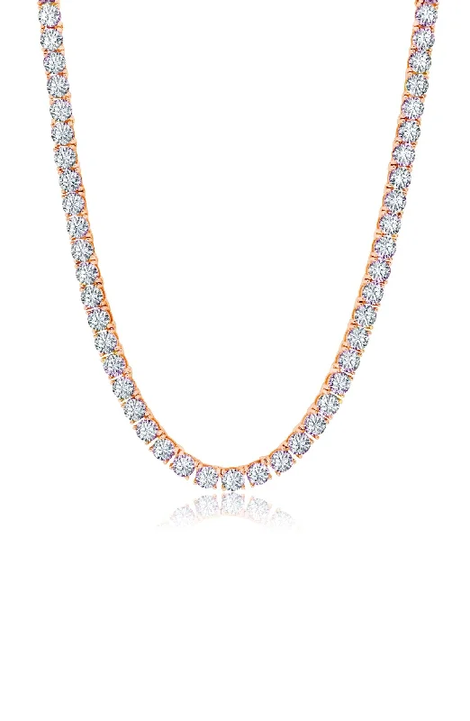 Classic Tennis Necklace Finished in 18kt Rose Gold - 16"