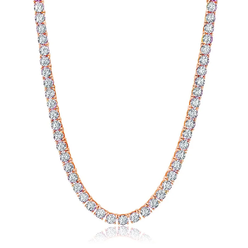 Classic Tennis Necklace Finished in 18kt Rose Gold - 18"