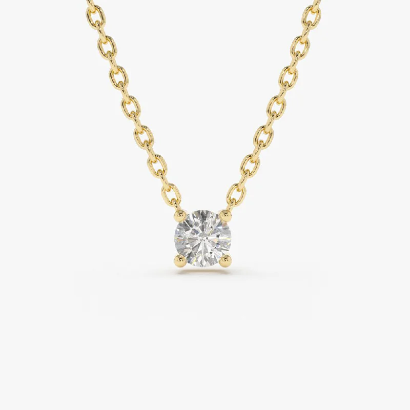 14K 0.20-0.50 ctw Prong Setting Diamond Solitaire Necklace