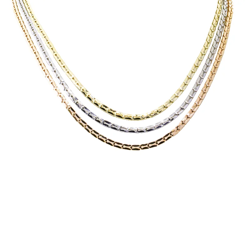 Deja Vu 14ct Tri-Tone Gold Fancy Link Necklace