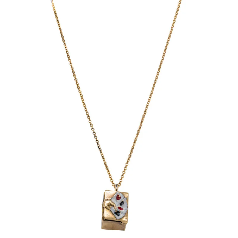 Deja Vu 9ct Yellow Gold Cards in Case Necklace