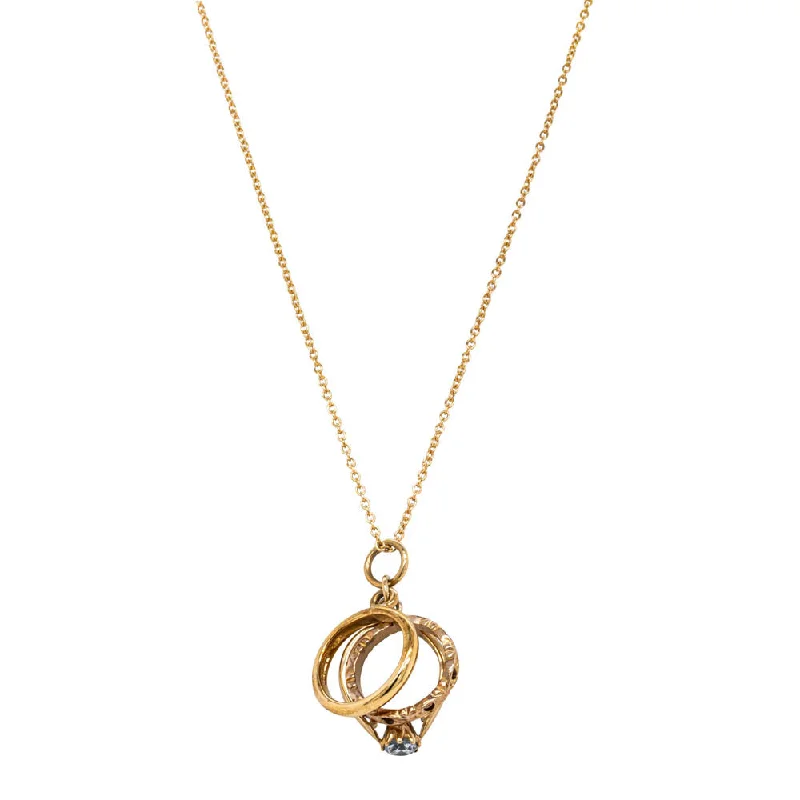 Deja Vu 9ct Yellow Gold Bridal Rings Necklace