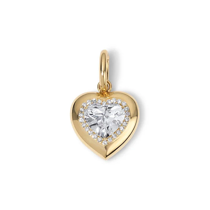 Diamond Heart Button Charm