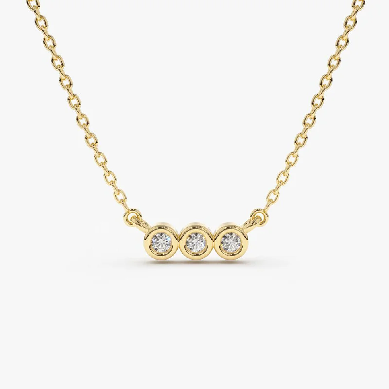 14k Bezel Set Diamond Necklace