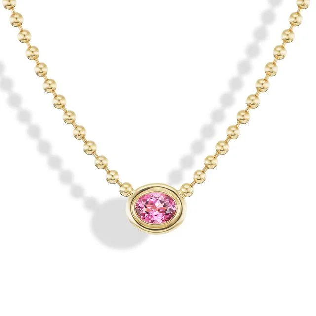 Double Bezel Bezel Necklace Light Pink Tourmaline