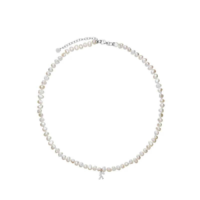 Karen Walker Mini Girl With Pearls Necklace - Sterling Silver