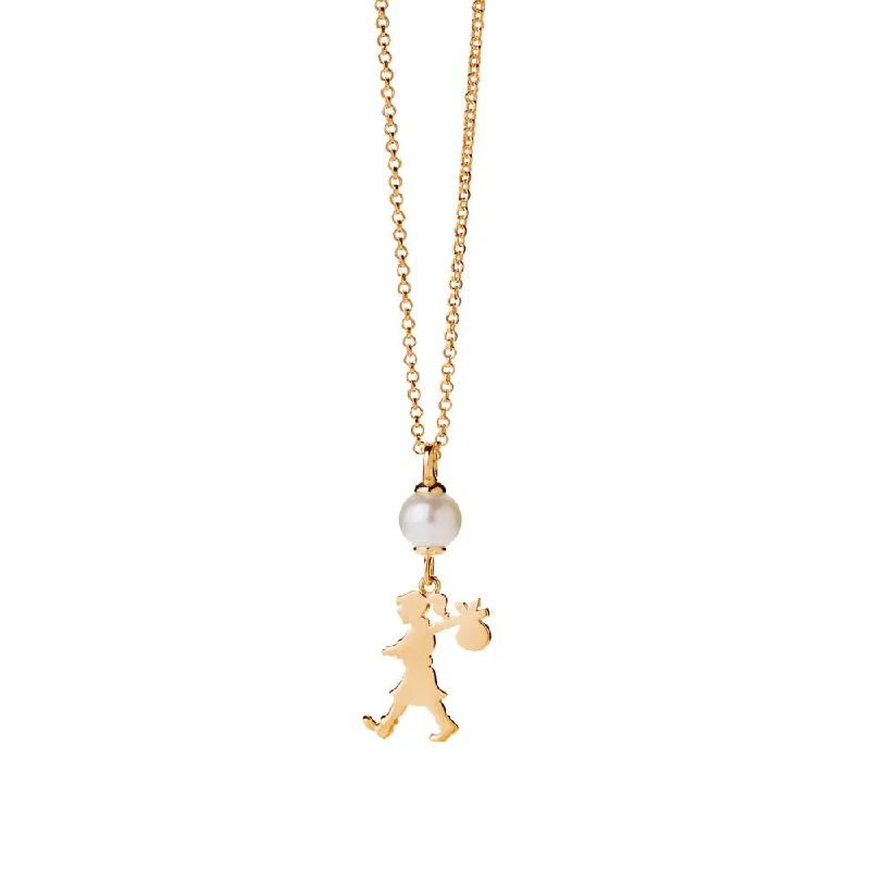 Karen Walker Girl & The Pearl Necklace - 9ct Yellow Gold