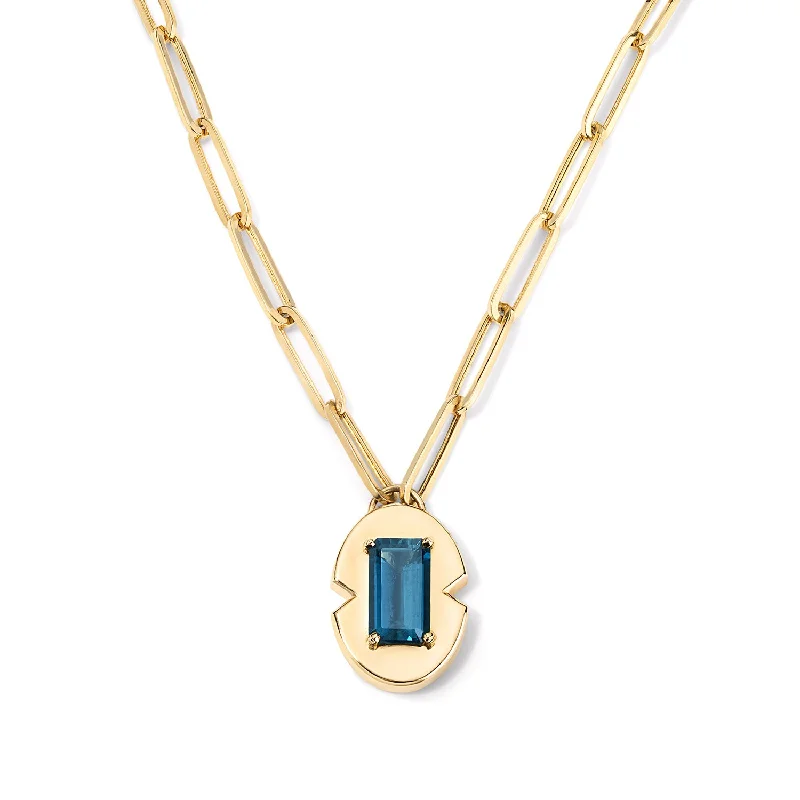 London Blue Topaz Emerald Cut Jumbo Pendant