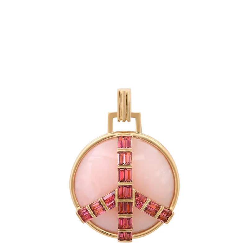 Midsize Peace Pendant in Pink Opal and Pink Tourmaline