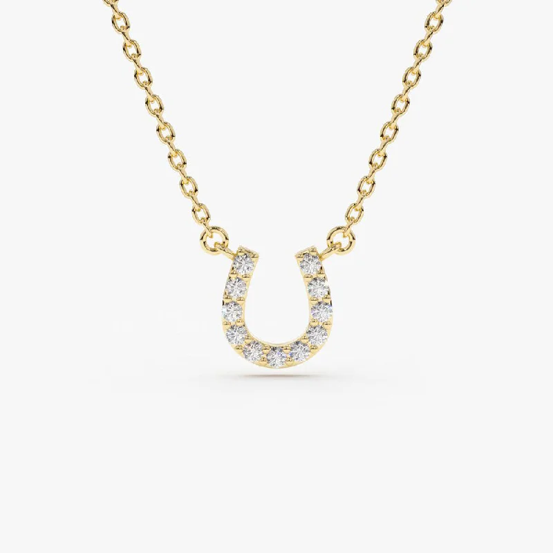 14K Mini Diamond Horseshoe Necklace