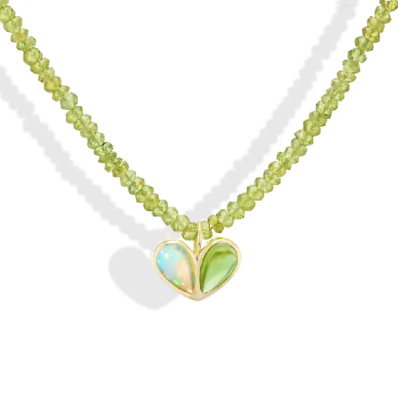 Peridot Beaded Sweetheart Necklace