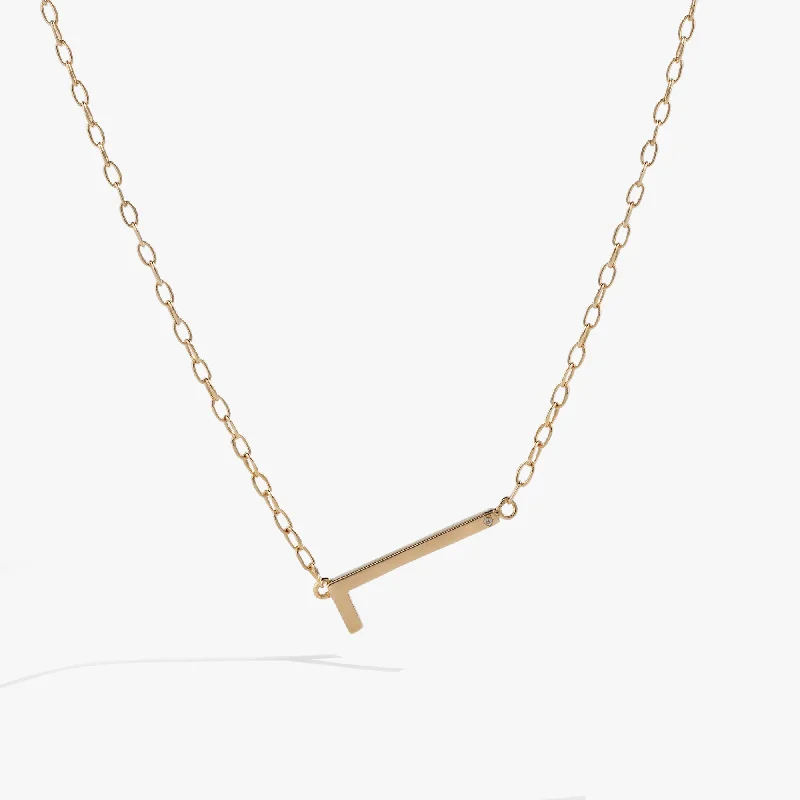 Initial L Precious Elongated Necklace