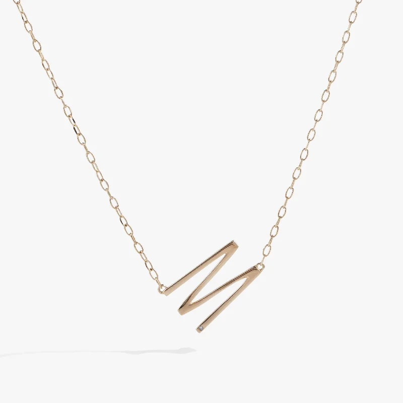 Initial M Precious Elongated Necklace