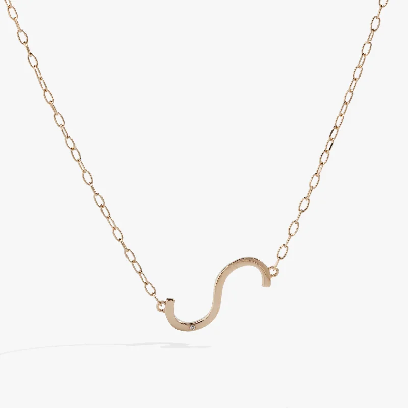 Initial S Precious Elongated Necklace