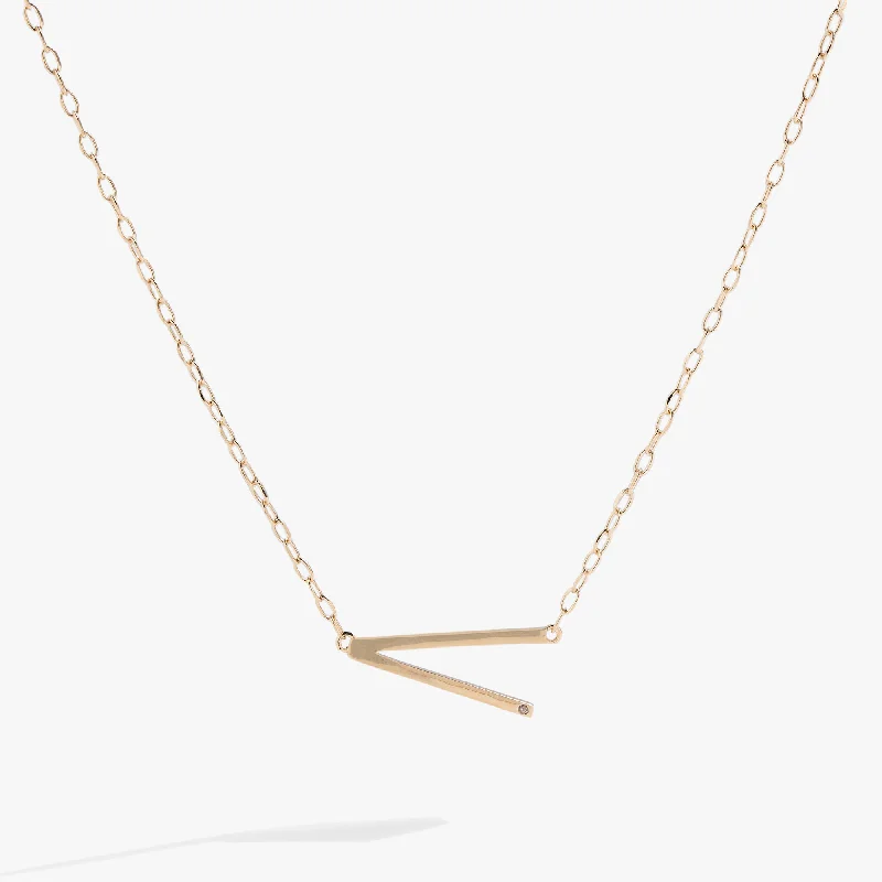 Initial V Precious Elongated Necklace