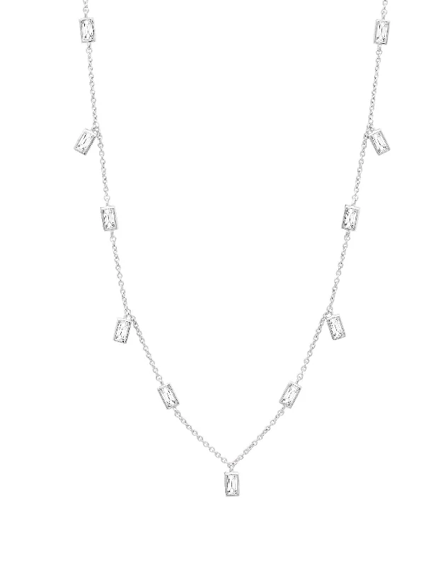 Prism Baguette 16" Necklace Finished in Pure Platinum