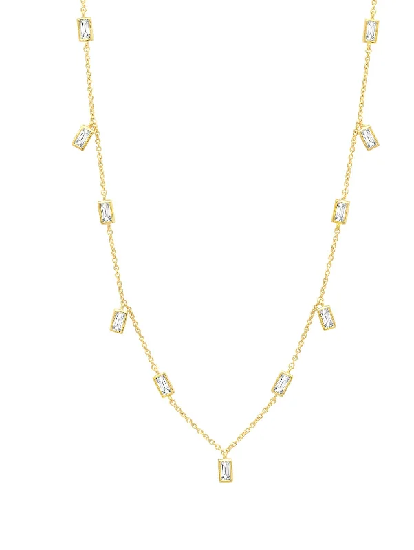 Prism Baguette 16" Necklace Finished in 18kt Yellow Gold