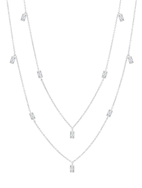 Prism Baguette 36" Necklace Finished in Pure Platinum