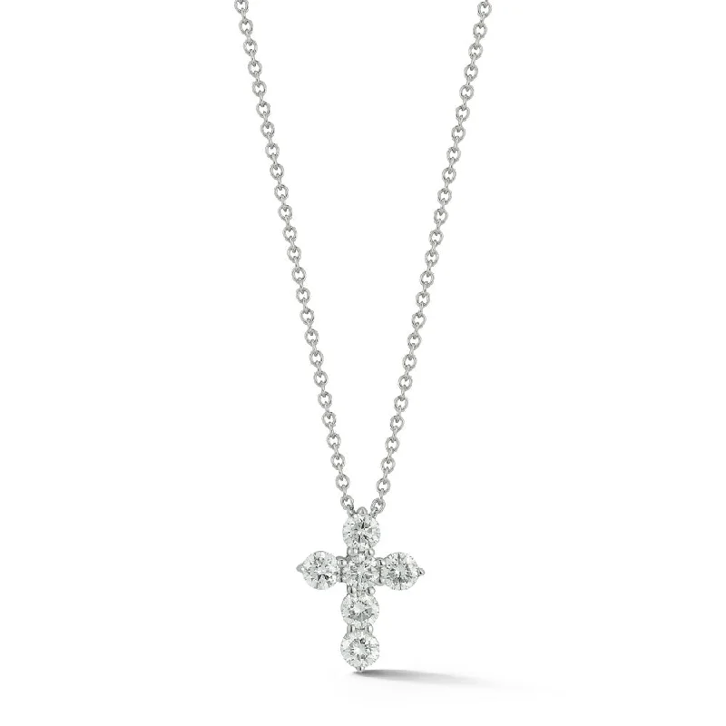 Medium Prong Set Diamond Cross Pendant