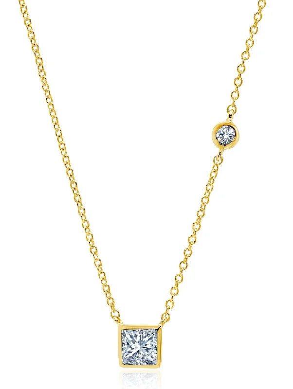 Square Asymmetrical Necklace in Gold