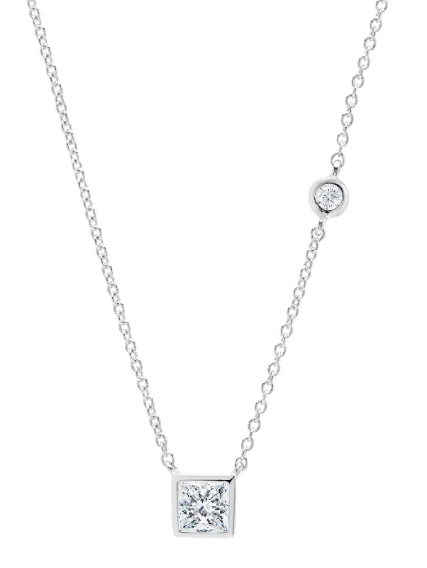 Square Asymmetrical Necklace in Platinum